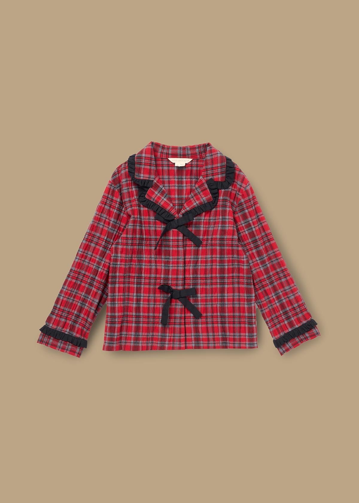 long girl check pjs red