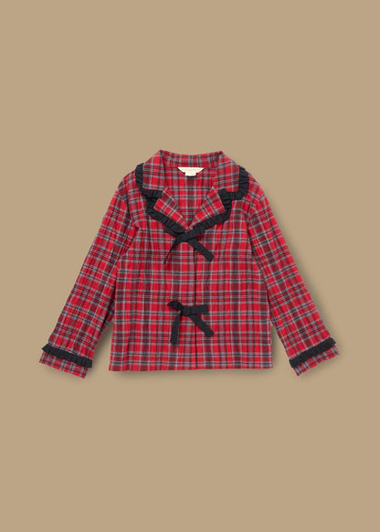 long girl check pjs red
