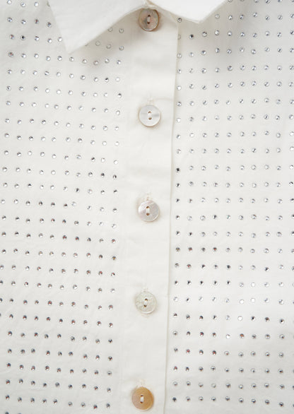 Jade White Diamante Shirt