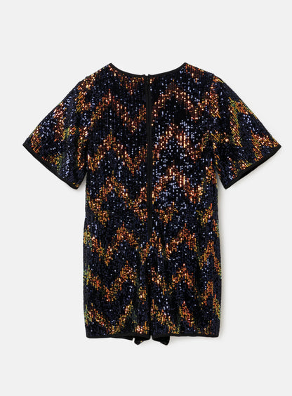 Nova Navy Gold Sequin Playsuit