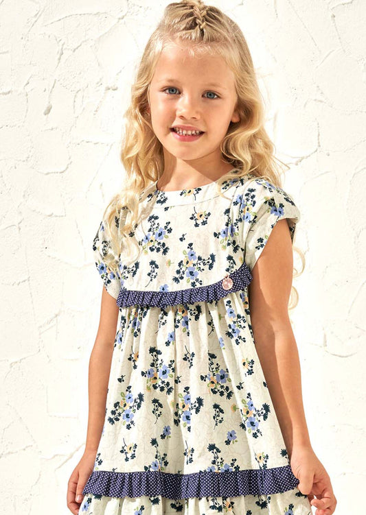 Hattie Blue Printed Bow Sleeve Dress