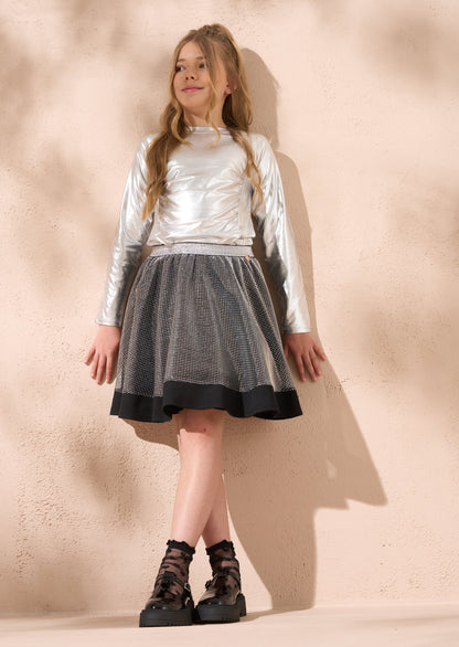 Maya Silver Metallic Long Sleeve T