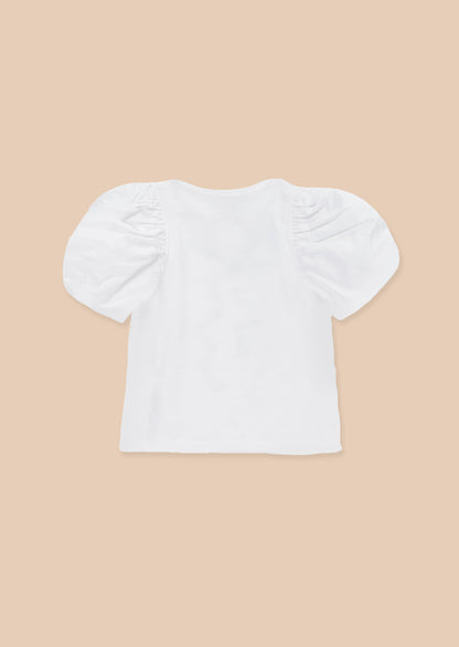 Aofie White Diamante Bow T Shirt
