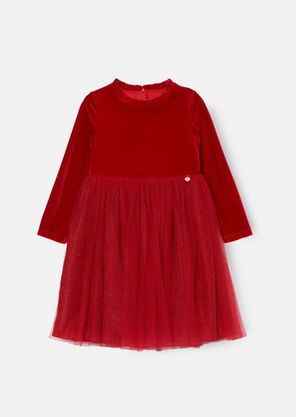 Elsie Red Velvet Tulle Dress