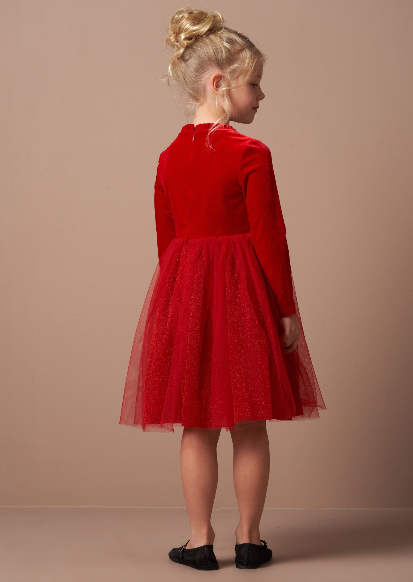 Elsie Red Velvet Tulle Dress