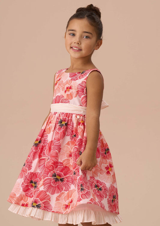 Girls Red Printed Dress