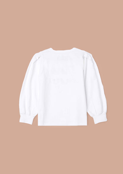 Solid Girls White Sequin Slogan Top