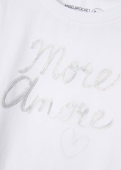 Buy Girls White Sequin Slogan Top