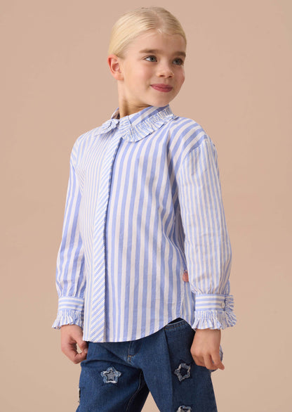 Cotton Boys Blue Mix Stripe Shirt