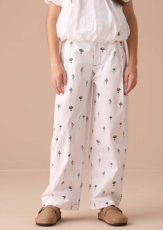 Girls Ivory Poplin Trousers
