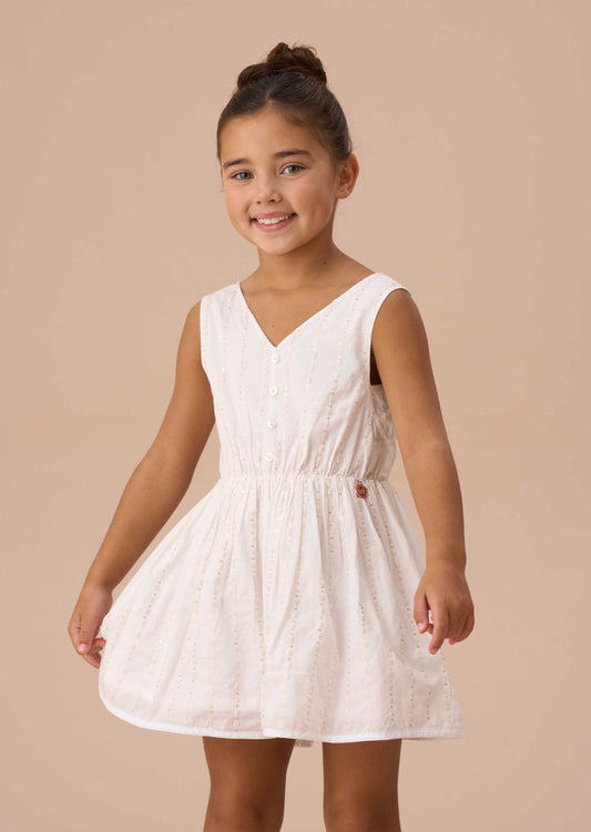 Girls Ivory Sequin Broderie Playsuit