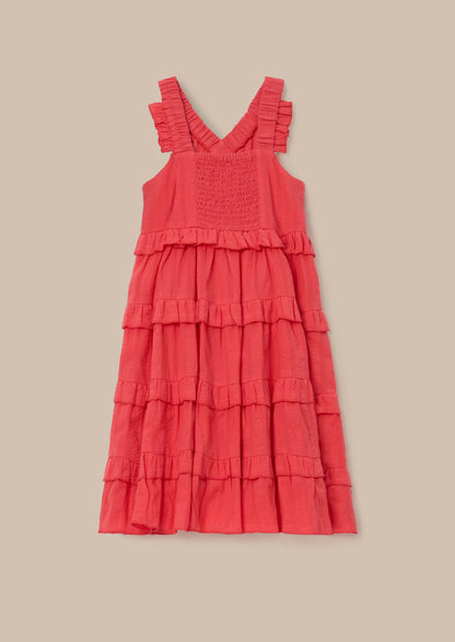 Cotton Coral Dress For Girl