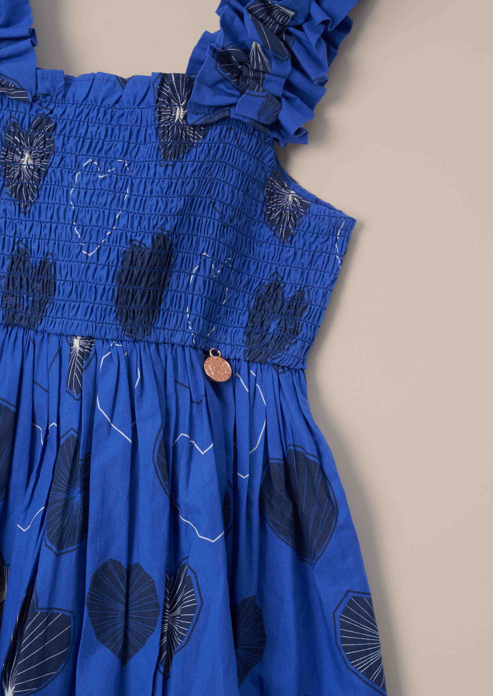 Buy Online Blue Tiered Print Dress