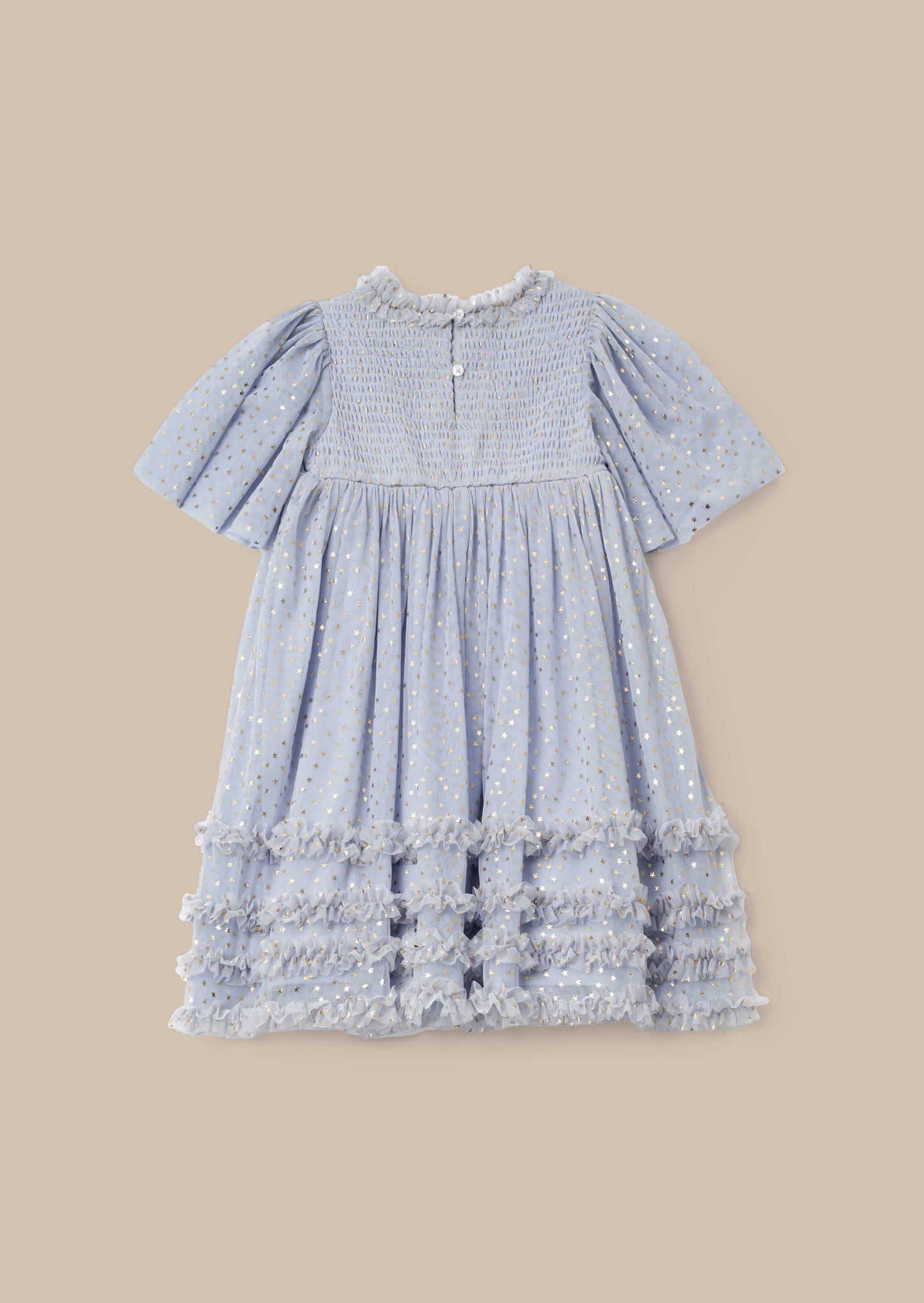 Blue Foil Print Mesh Dress Outfit
