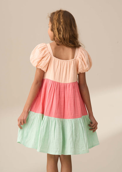 Tiered Colour Block Dress
