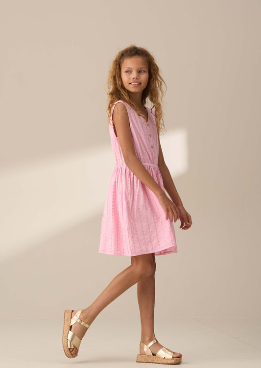 Floral Girl Pink Embroidered Playsuit