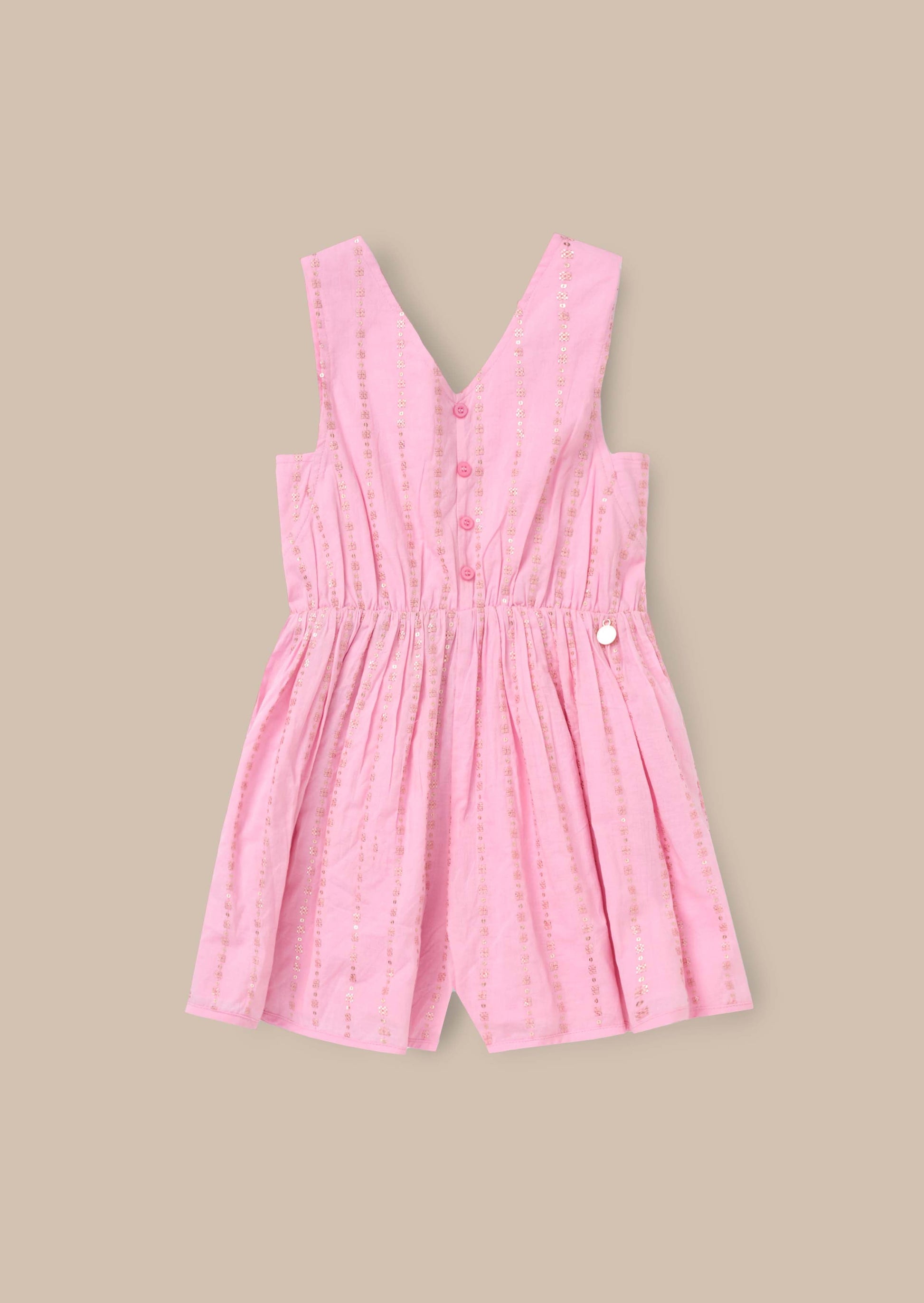 Cotton Pink Embroidered Playsuit