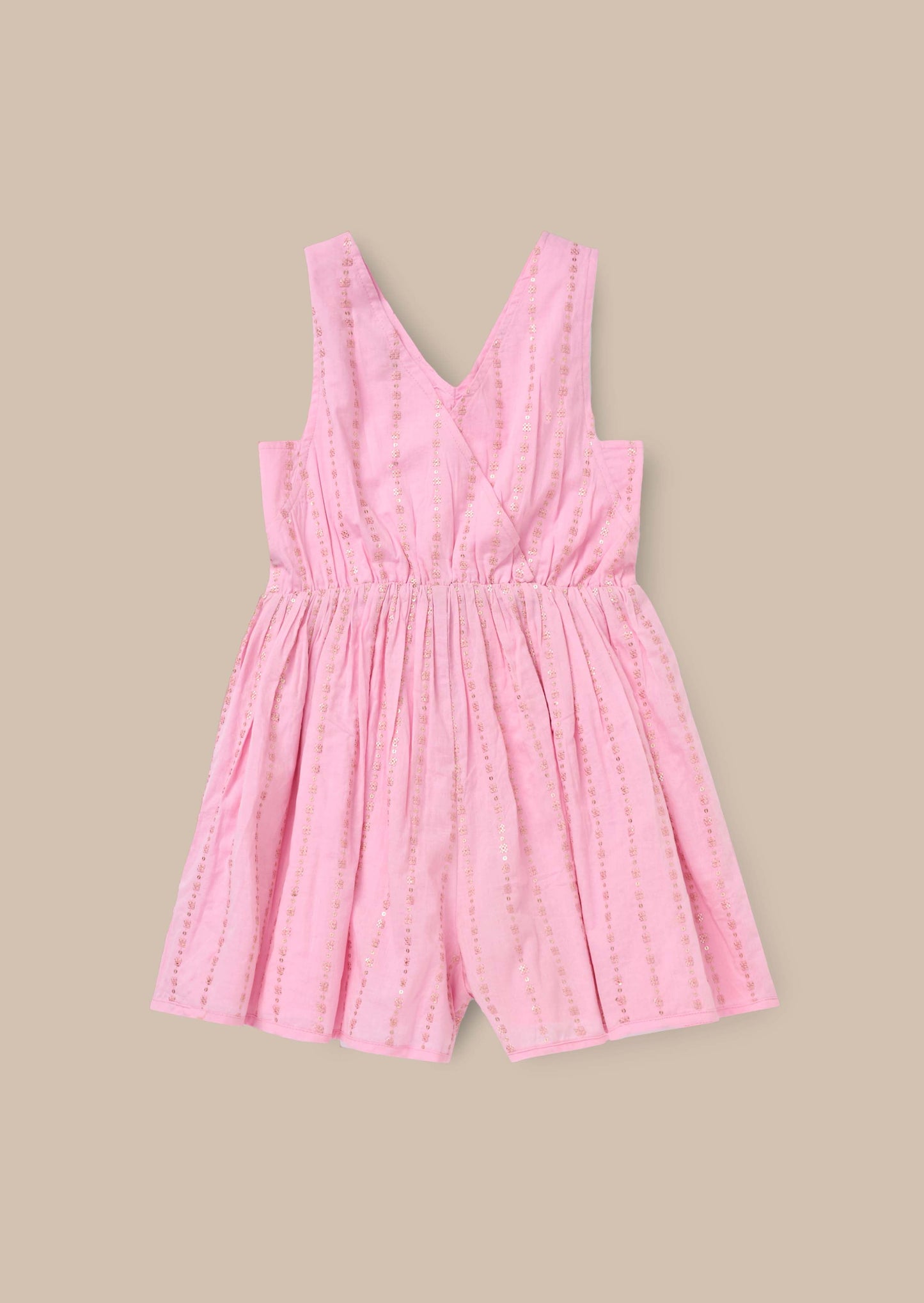 Sleeveless Pink Embroidered Playsuit