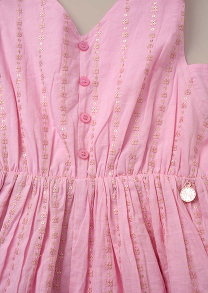 Buy Online Pink Embroidered Playsuit