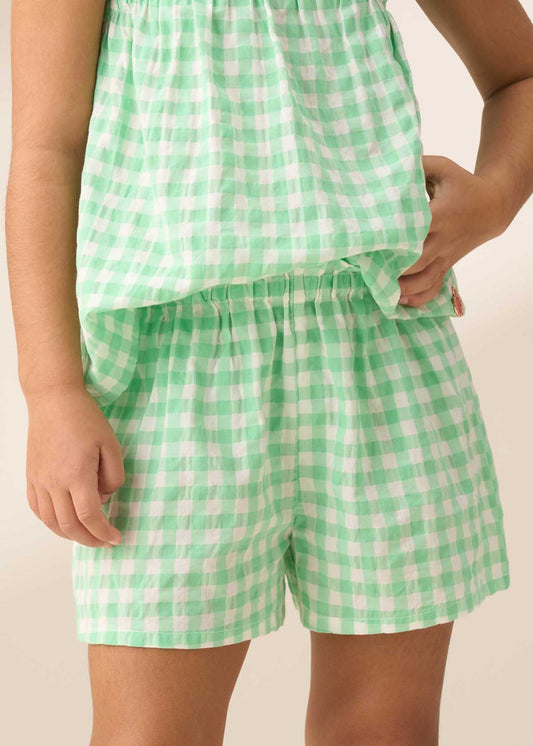 Girl Green Gingham Short