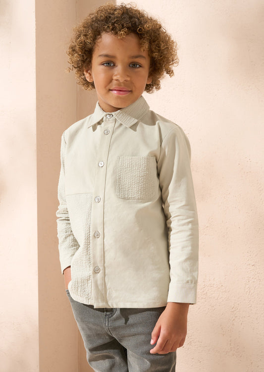 Thomas Khaki Textured Block Shirt