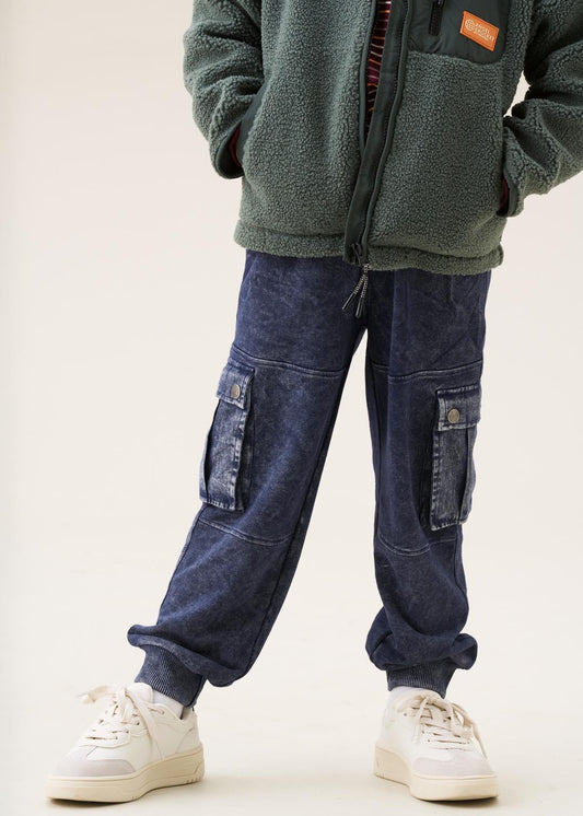 Boys Washed Cord Cuffed Jogger Black