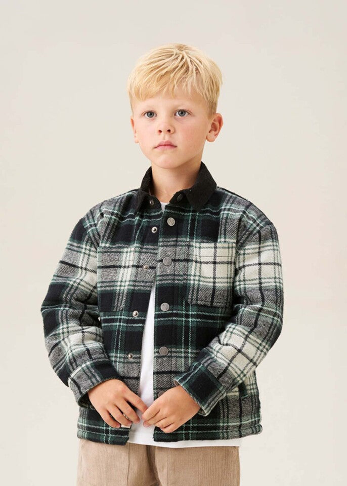Boys Plaid Padded Shacket