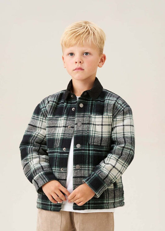 Boys Plaid Padded Shacket