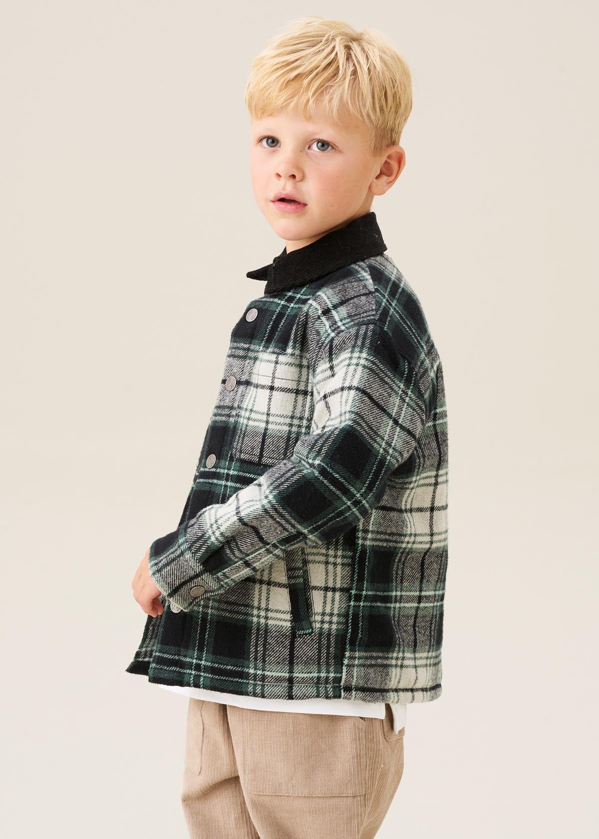 winter boys plaid padded shacket