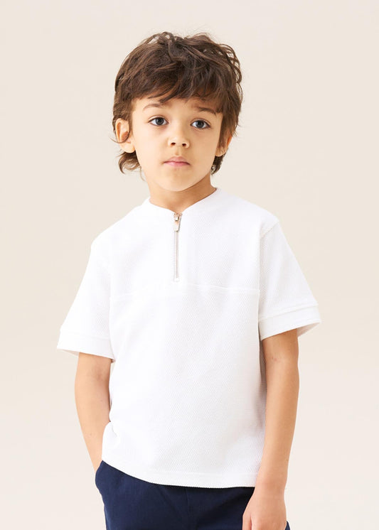 Boys Jose Varsity Collar Polo Shirt White