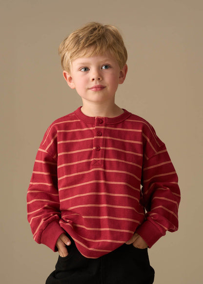 Boy Yarn Dyed Stripe Top - Red
