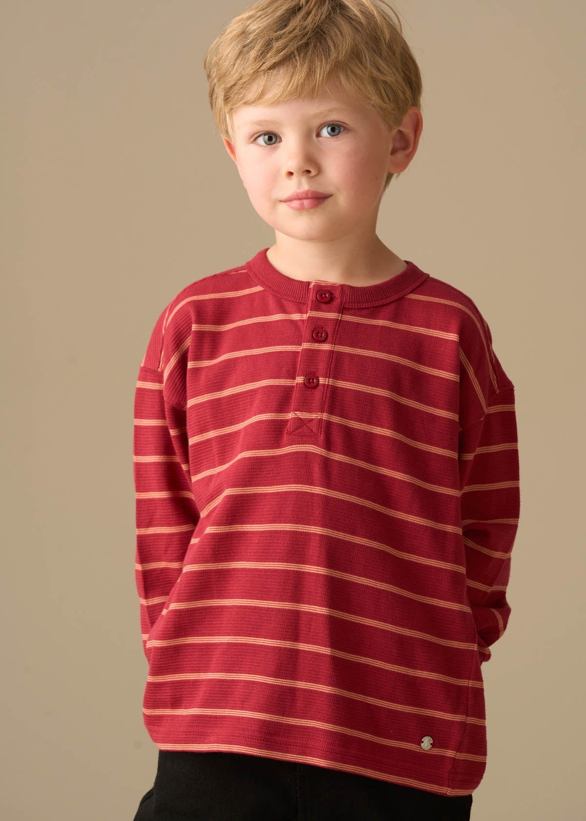 cotton boy yarn dyed stripe top red