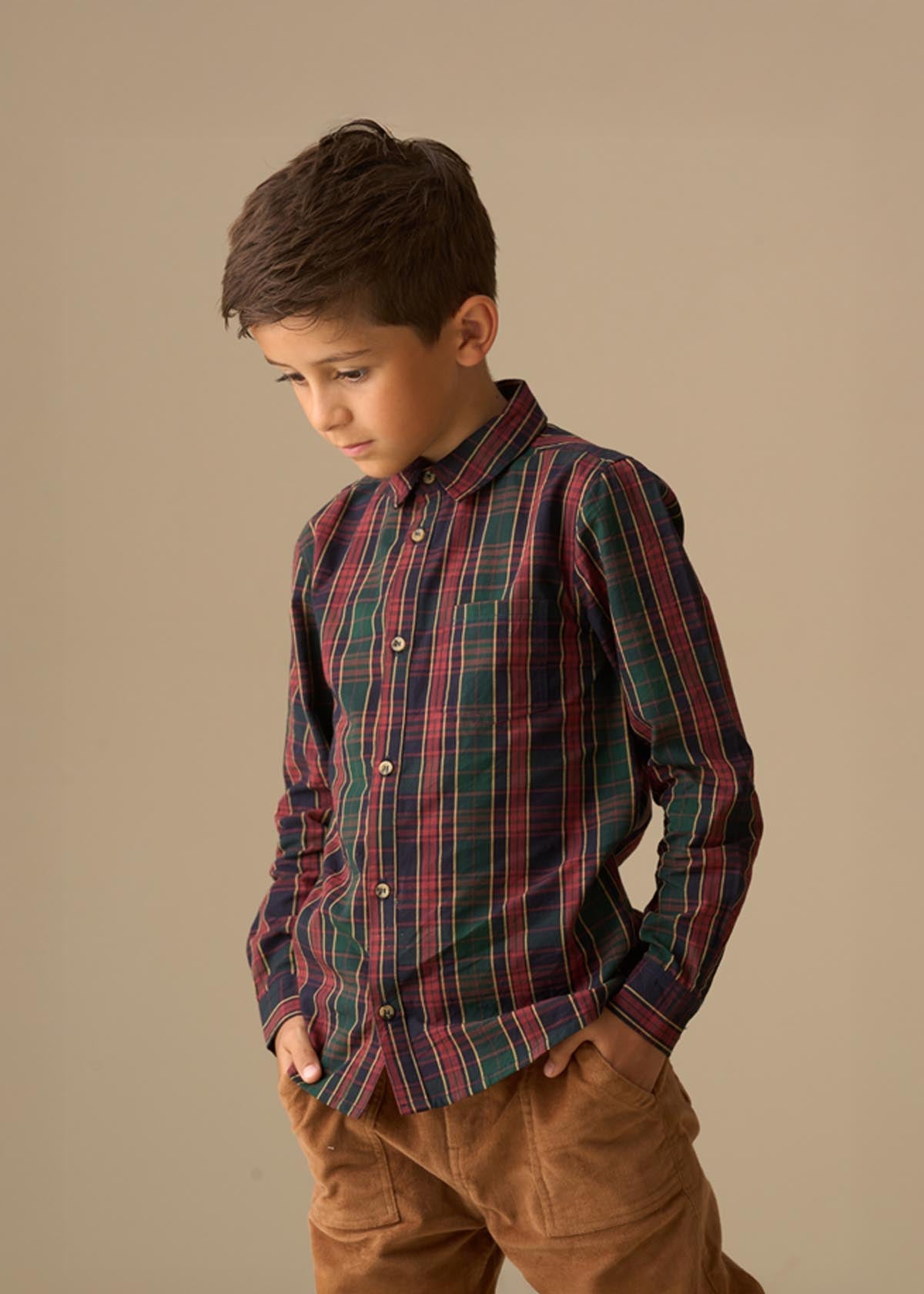 cotton boy plaid shirt
