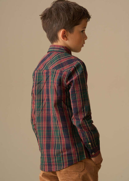 long sleeve boy plaid shirt