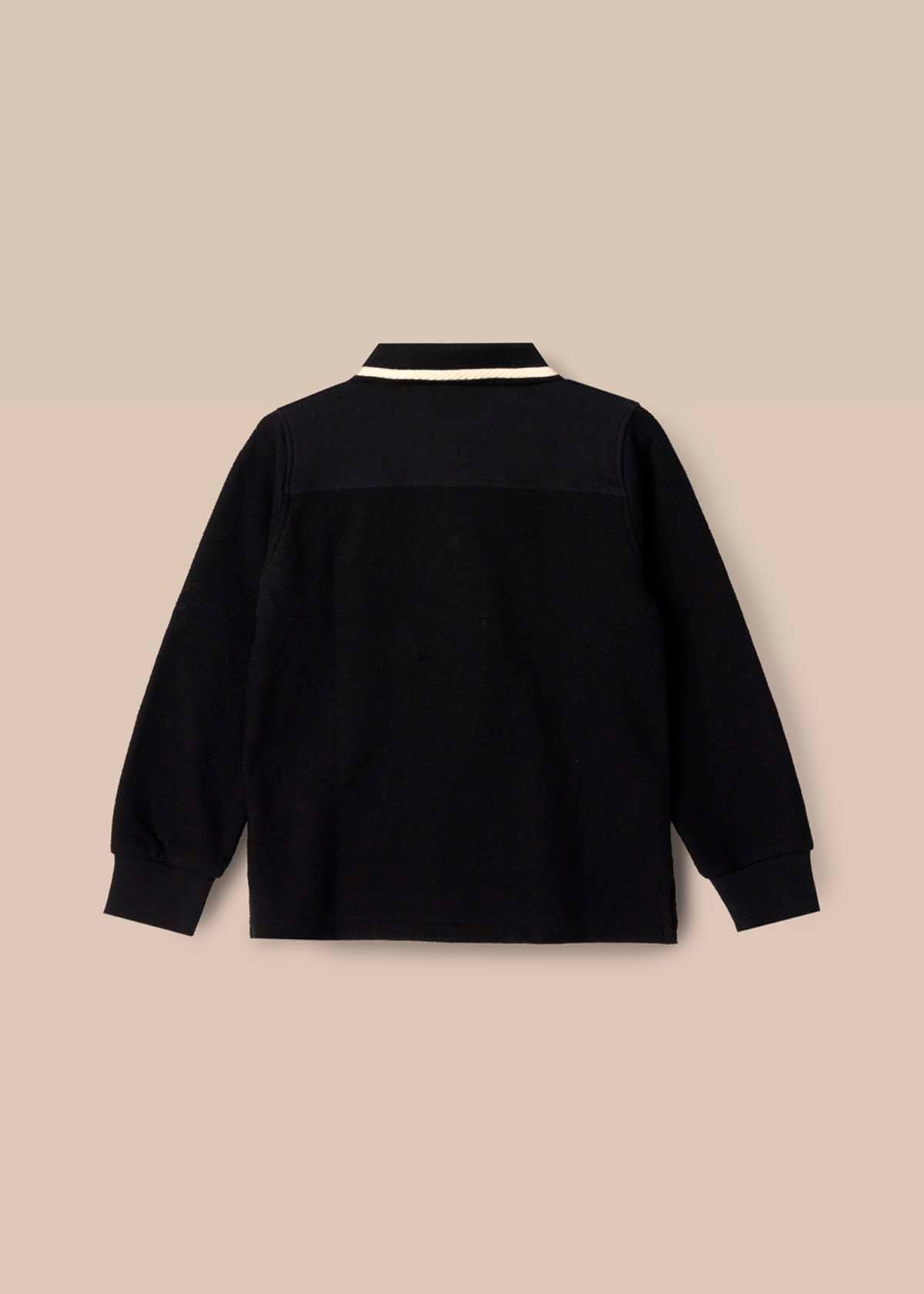 online boy tipped polo shirt black