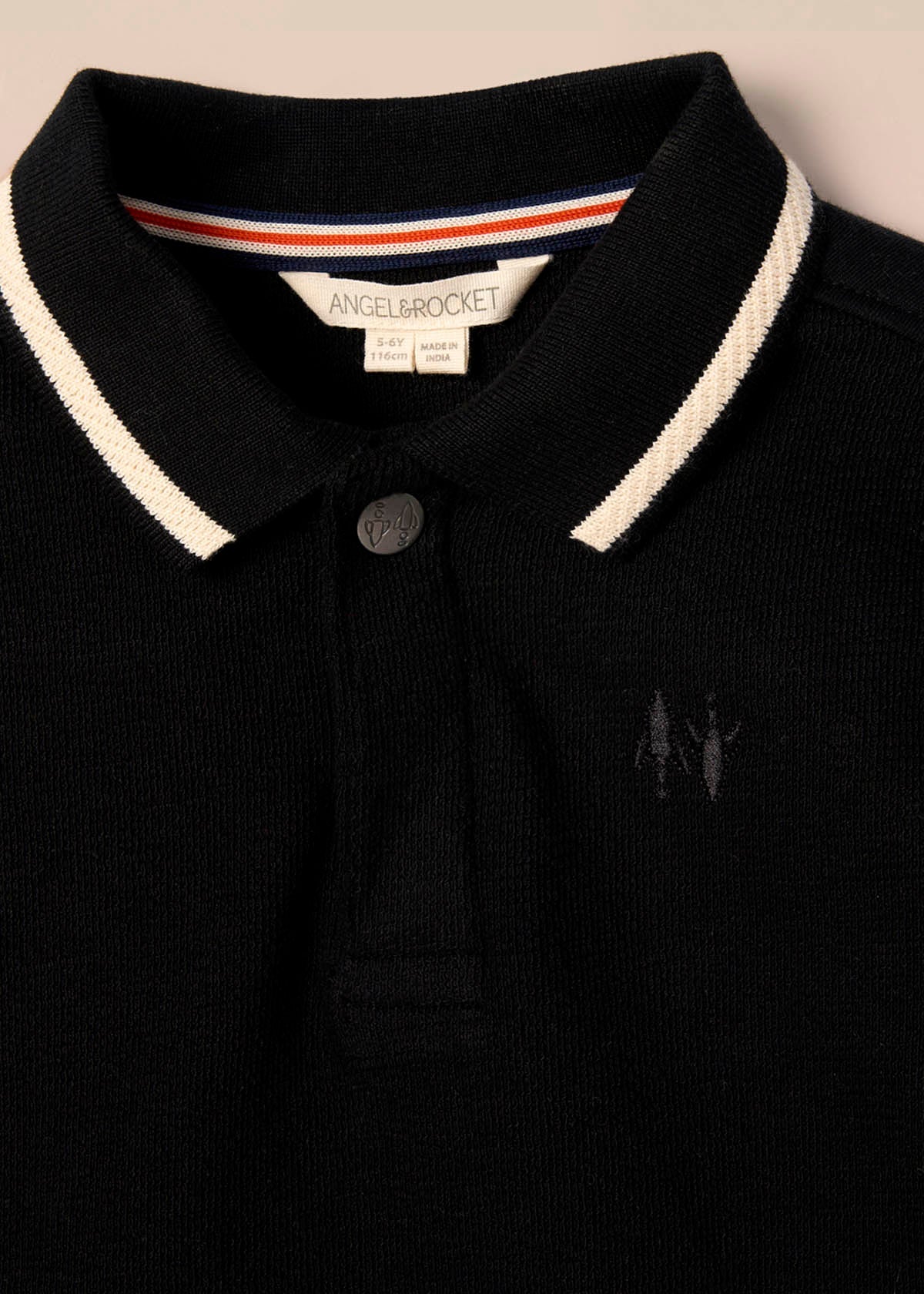 long sleeve boy tipped polo shirt black