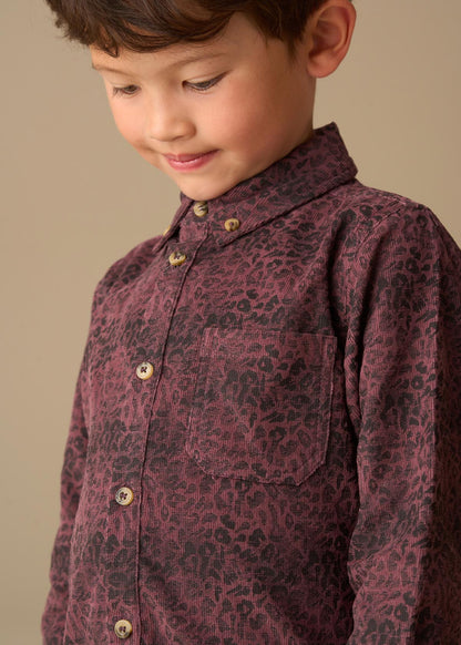 collared boys leopard jacquard shirt