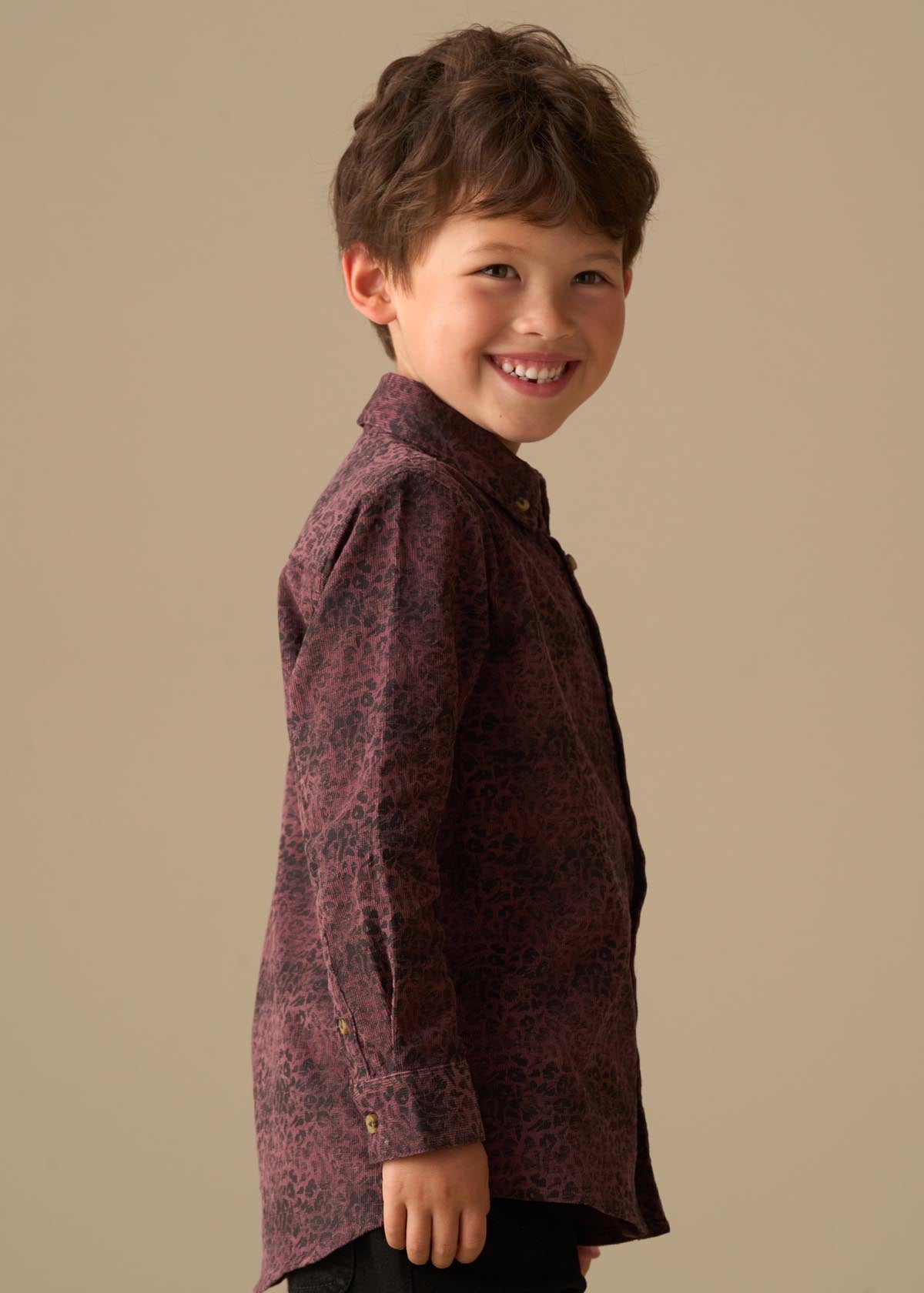 cotton boys leopard jacquard shirt