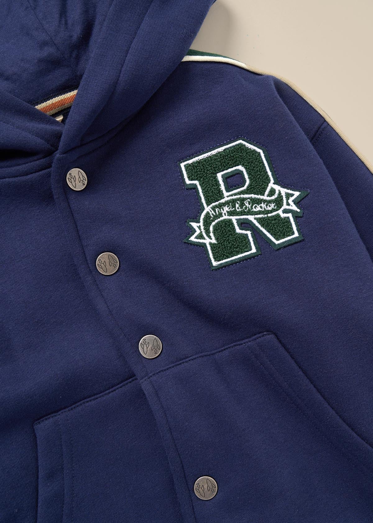 Victor Stud Closure Hoodie - Navy