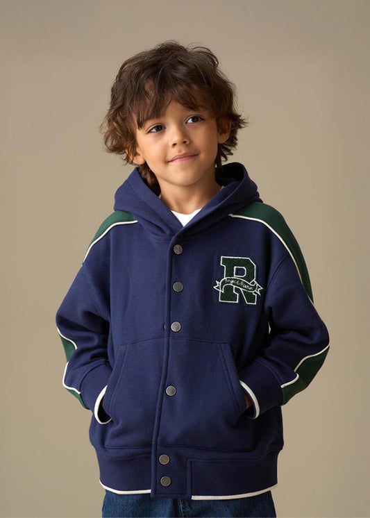 Boy Stud Closure Hoodie - Navy