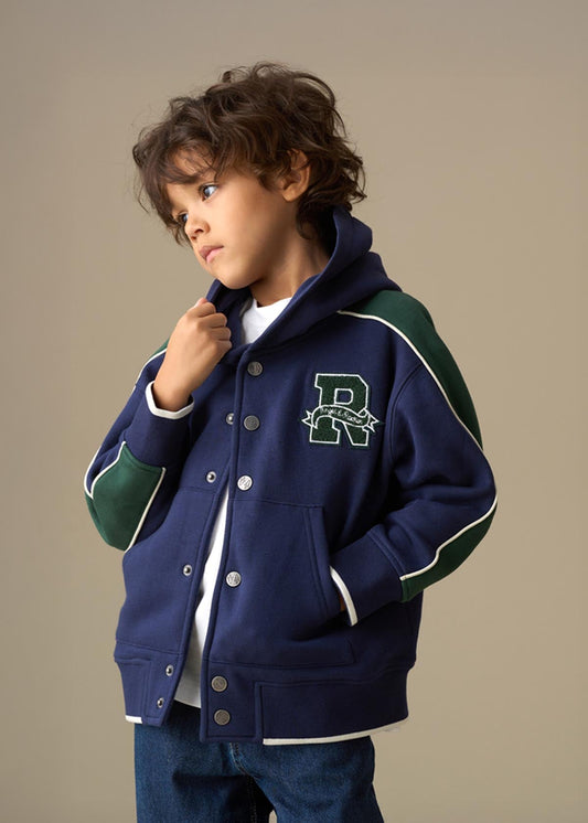 navy blue boy stud closure hoodie
