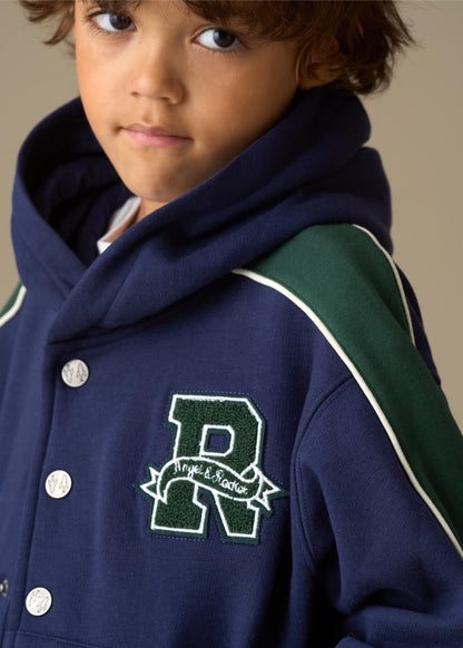 long sleeve boy stud closure hoodie navy