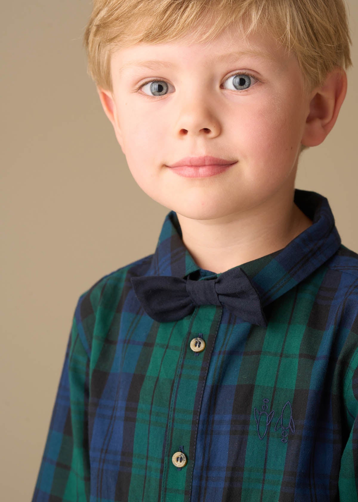 buy boys plaid shirt with bow tie
