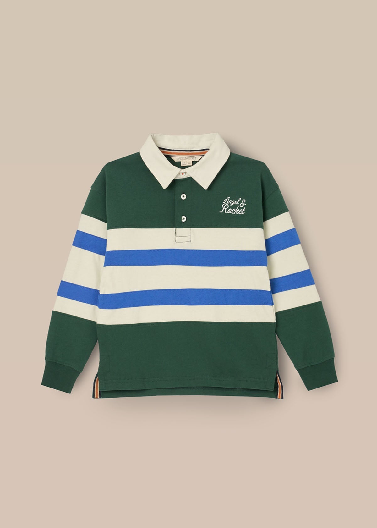 buy boy cut and sew rugby shirt green