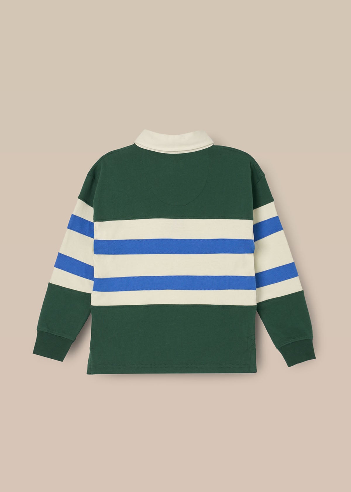 long sleeve boy cut and sew rugby shirt green