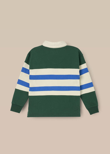 long sleeve boy cut and sew rugby shirt green