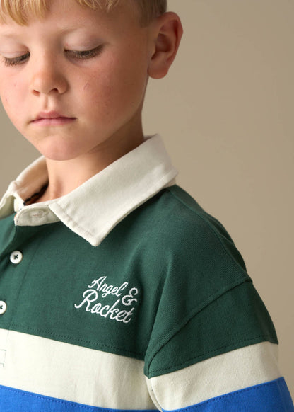 little boy cut and sew rugby shirt green