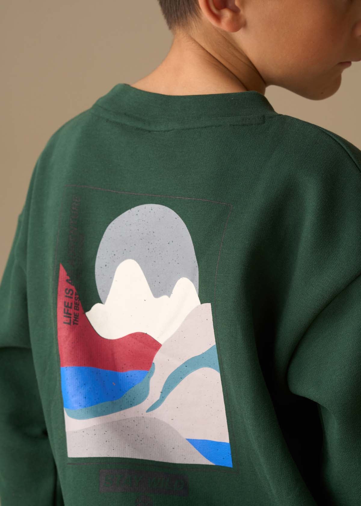online boy placement print sweatshirt green