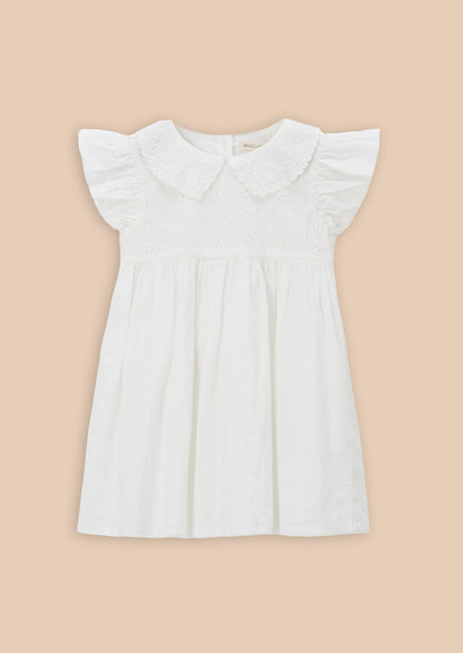 Molly Ivory Embroidered Collar Dress