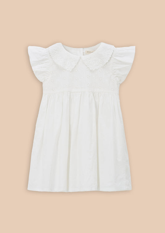 Molly Ivory Embroidered Collar Dress